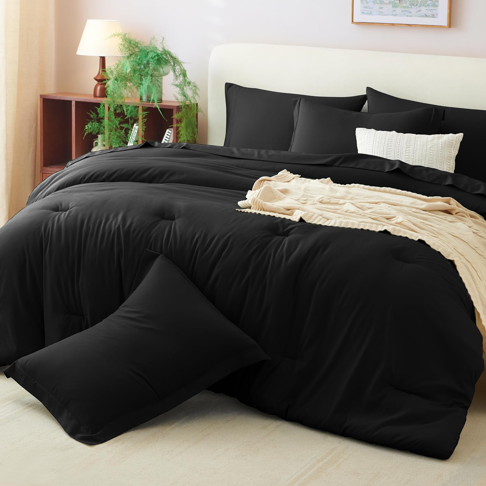 CozyLux bedroom boho black decor image fits neutral palettes.