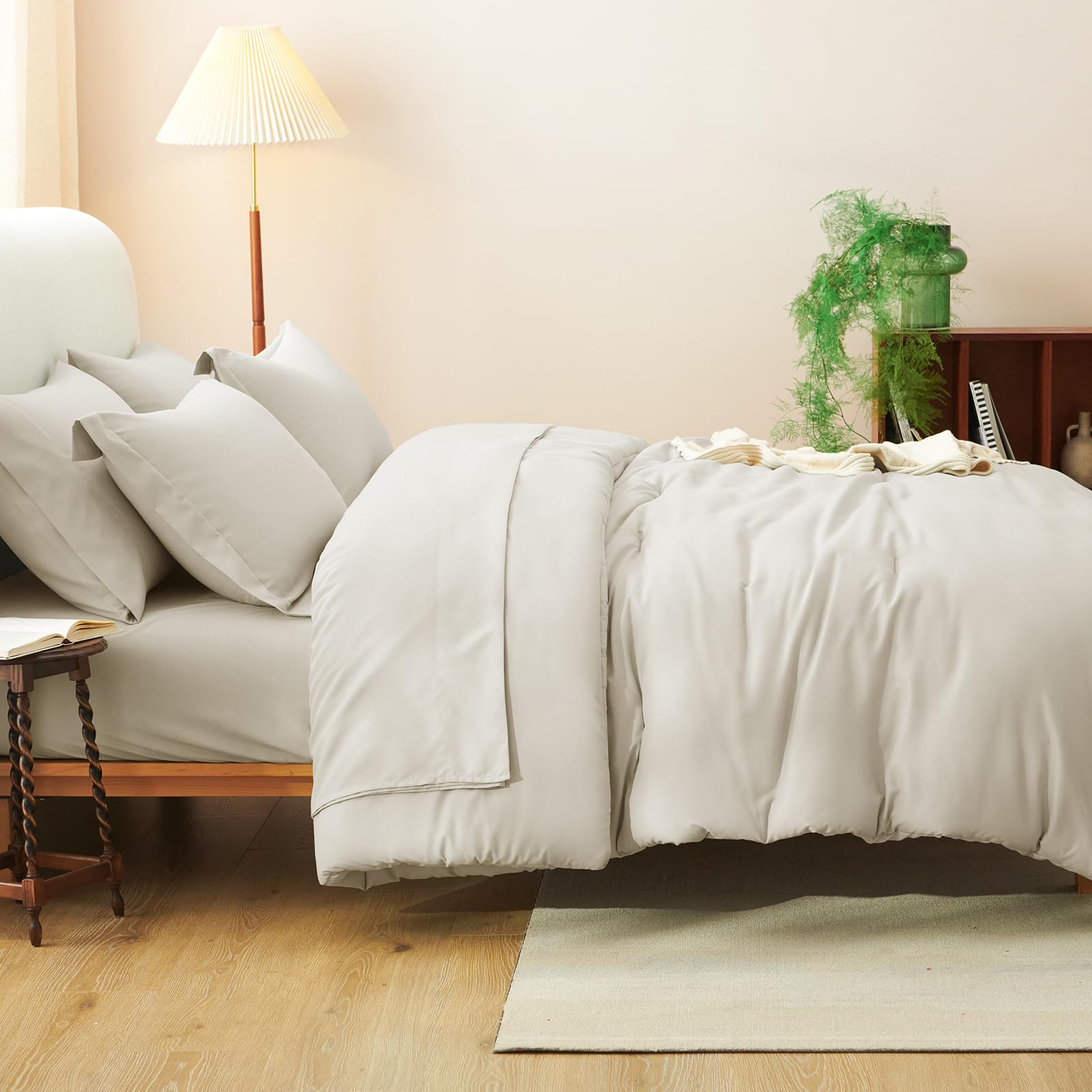 CozyLux king comforter set beige all season use for year round comfort