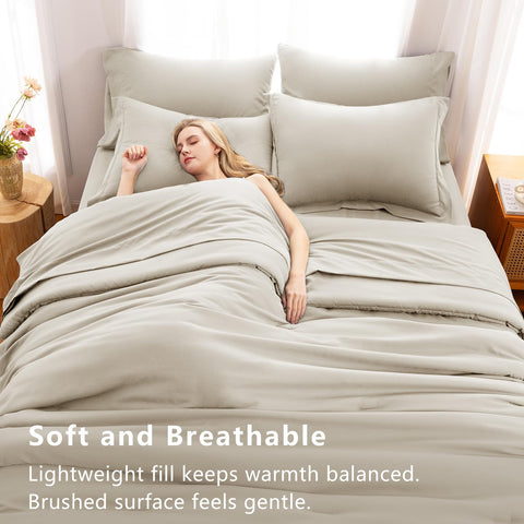 CozyLux king comforter set beige pillowcases for easy bedding setup
