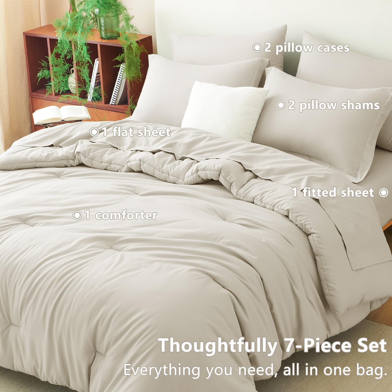 CozyLux king comforter set beige stitching detail highlights durable quilting