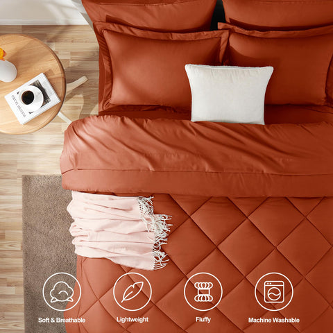 CozyLux burnt orange flat sheet showcases breathable softness for year-round sleep.
