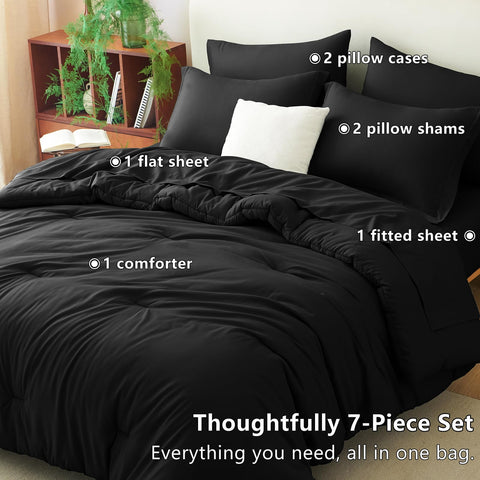 CozyLux king pillowcases in black complete the set.
