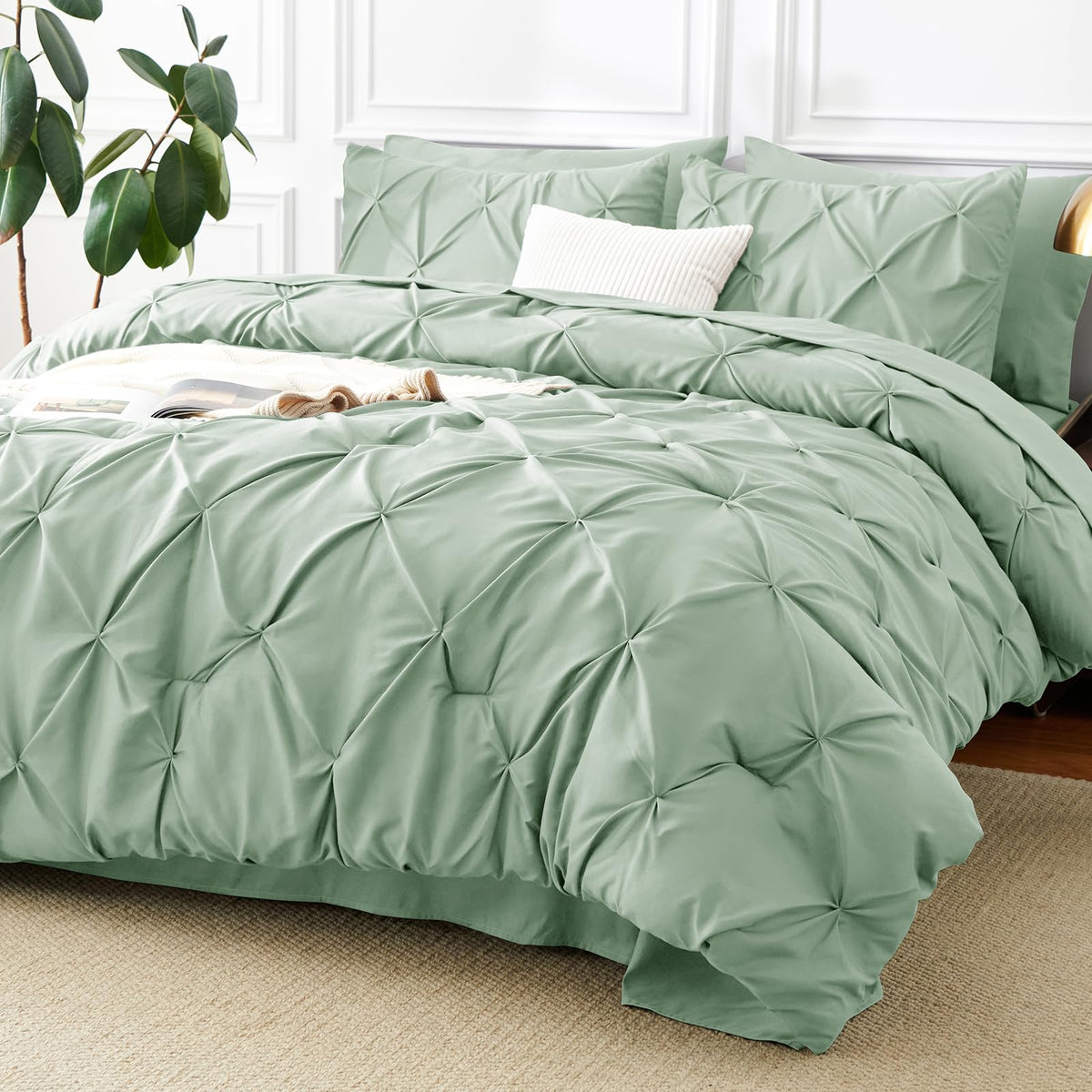 CozyLux king size comforter set in sage green adds timeless elegance