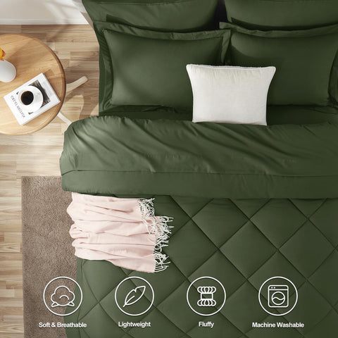 CozyLux olive green fabric close-up; soft, breathable microfiber texture