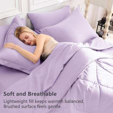 CozyLux lavender bedding set with flat sheet and pillowcases