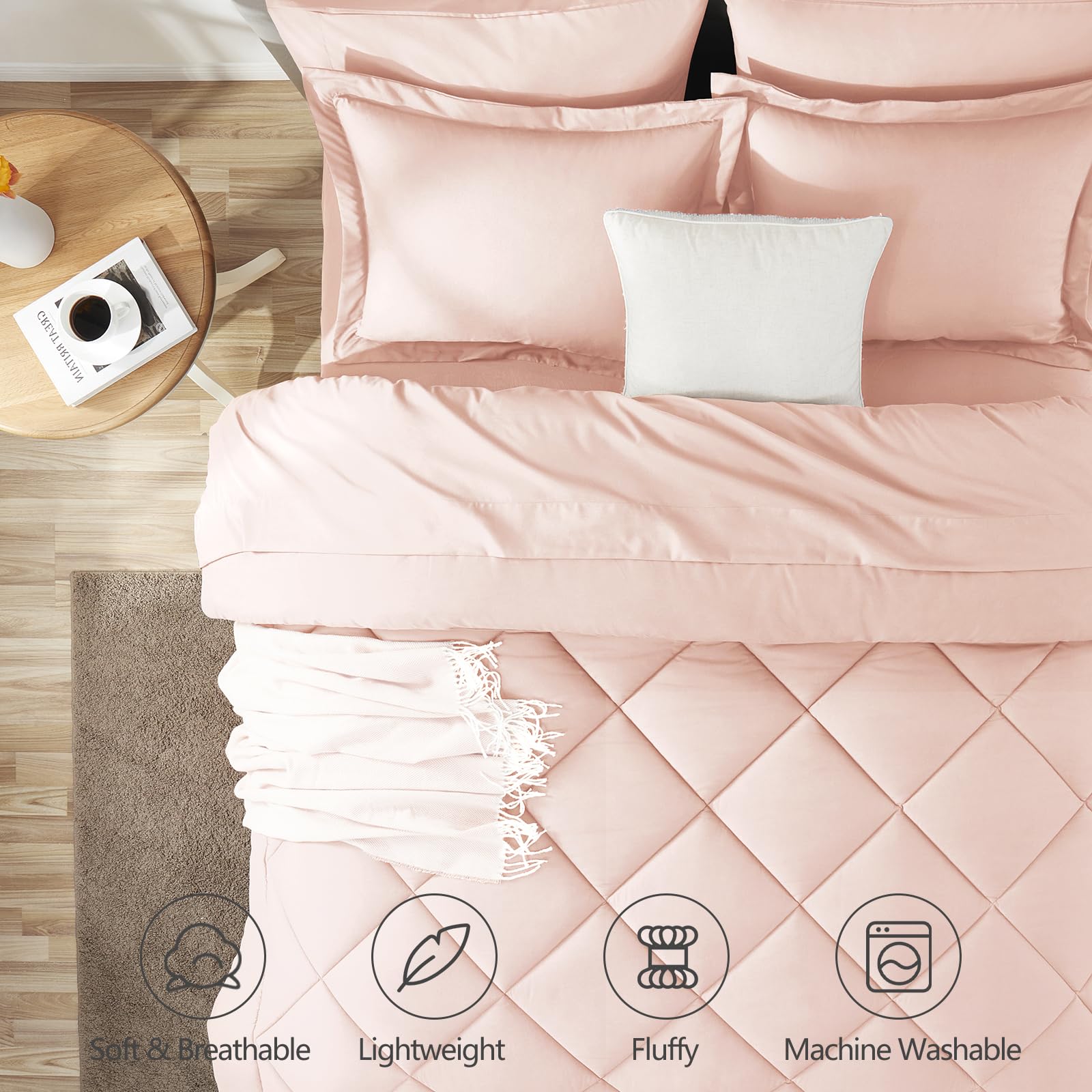 CozyLux microfiber close-up reveals breathable fabric for night-long comfort.