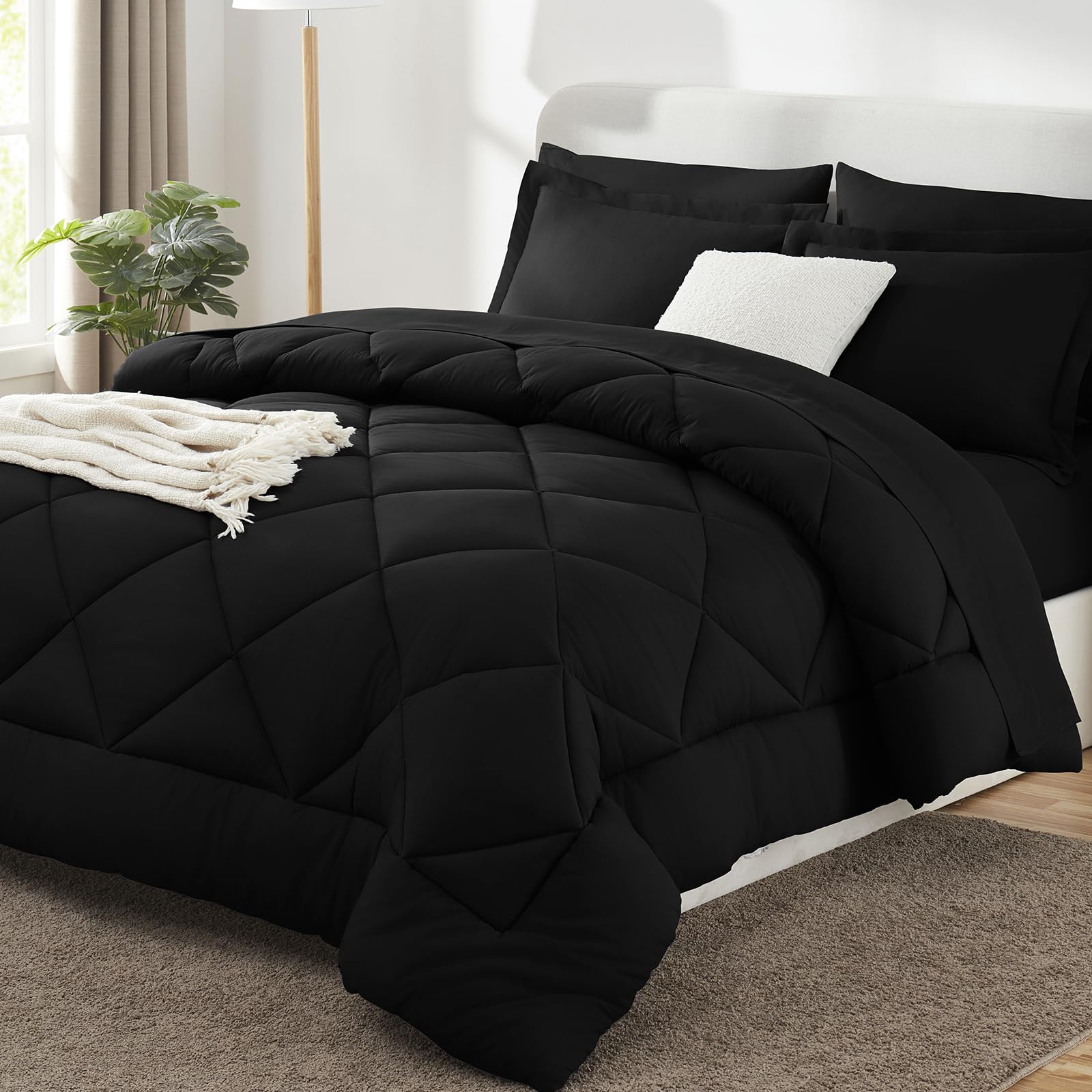 CozyLux oversized king black comforter for all-season warmth and style