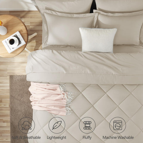 CozyLux beige flat sheet laid flat with generous depth for a smooth bed surface