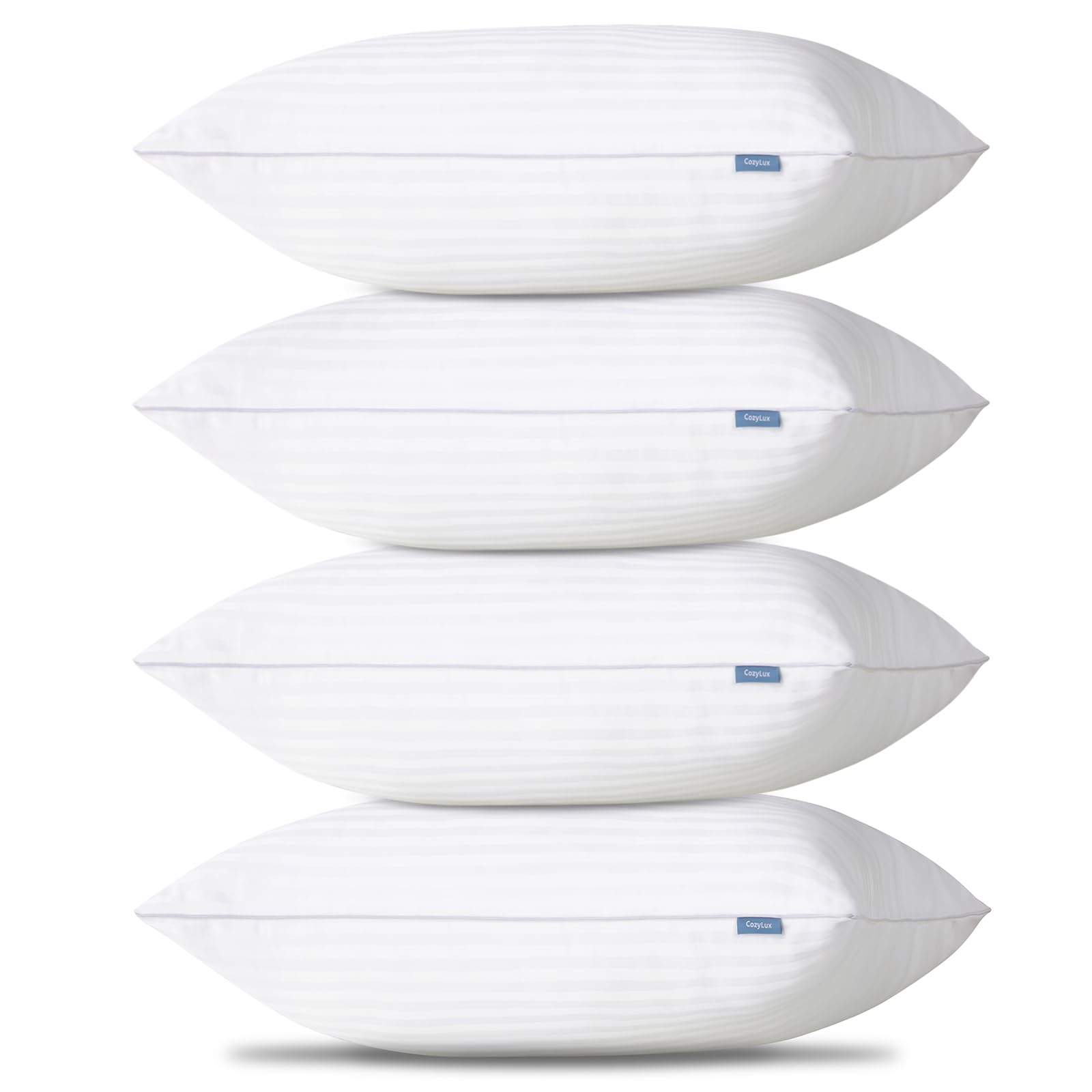 CozyLux pillow 4-pack front view showcases plush, supportive comfort for any sleeping position.