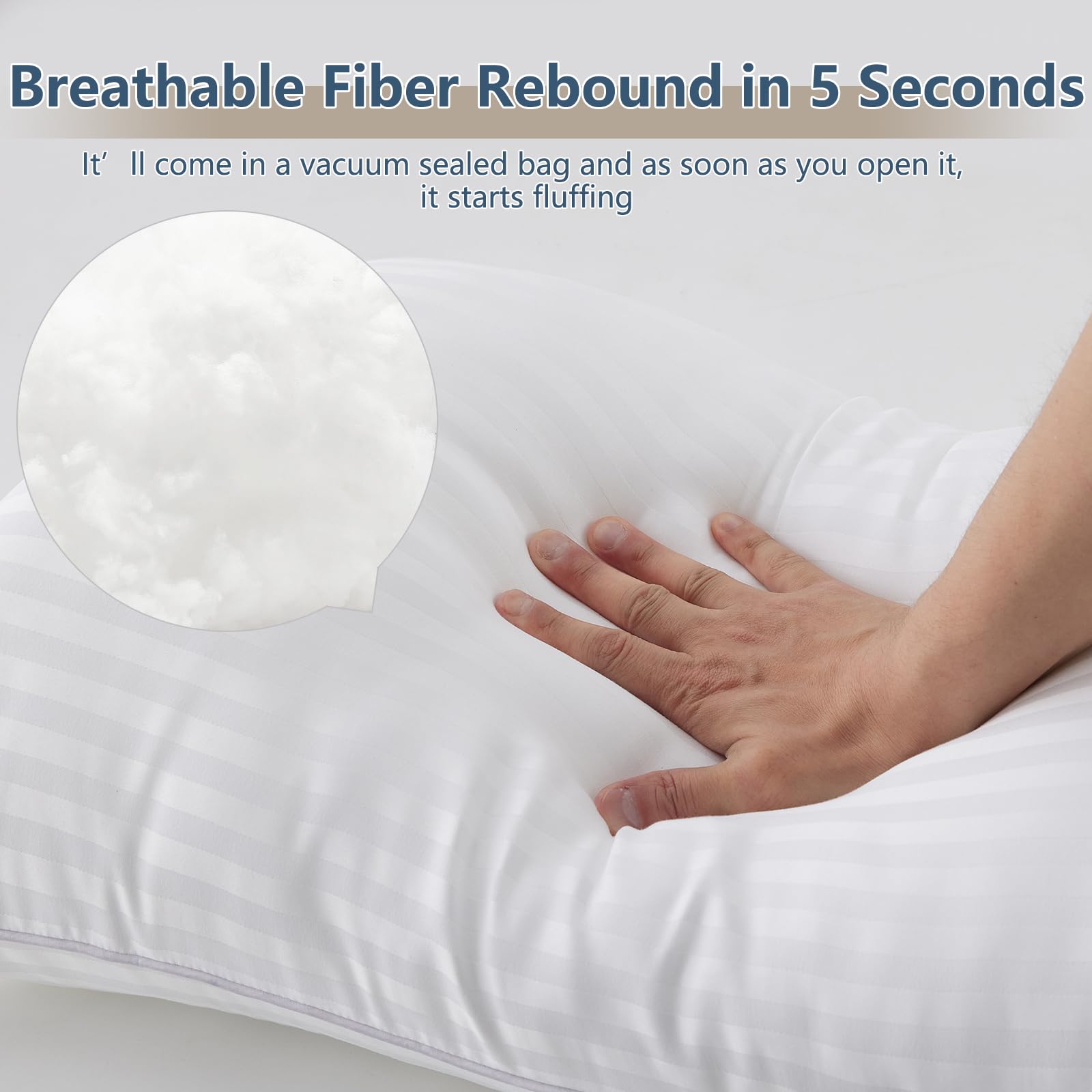 CozyLux pillow fill detail shows down-alternative core for responsive support.