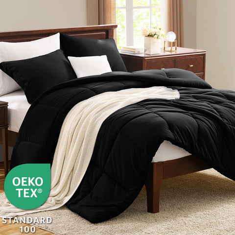 CozyLux black pillow sham complements the twin-xl set with coordinated style.