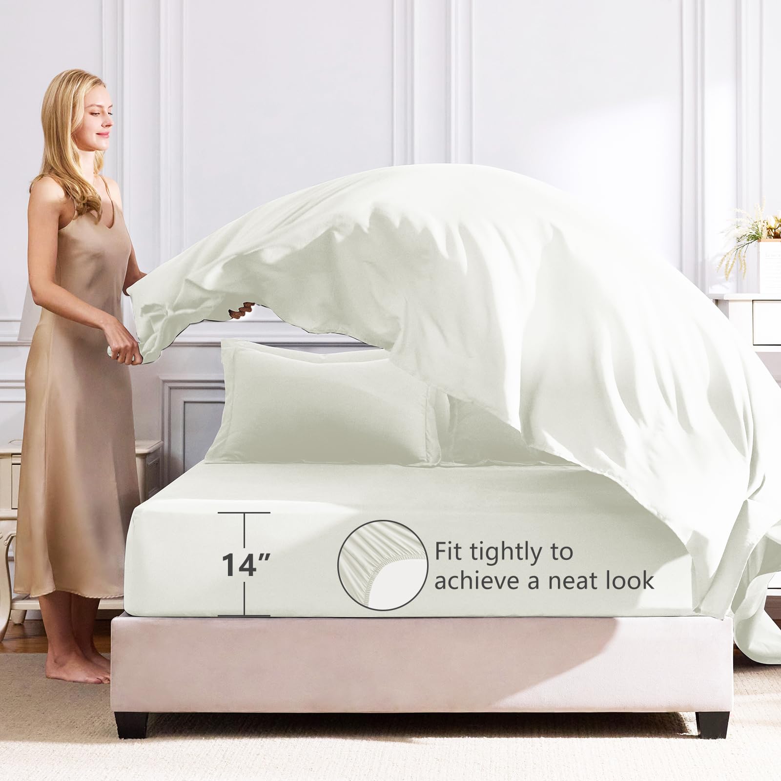 CozyLux ivory pillow shams complement the bed-in-a-bag set.
