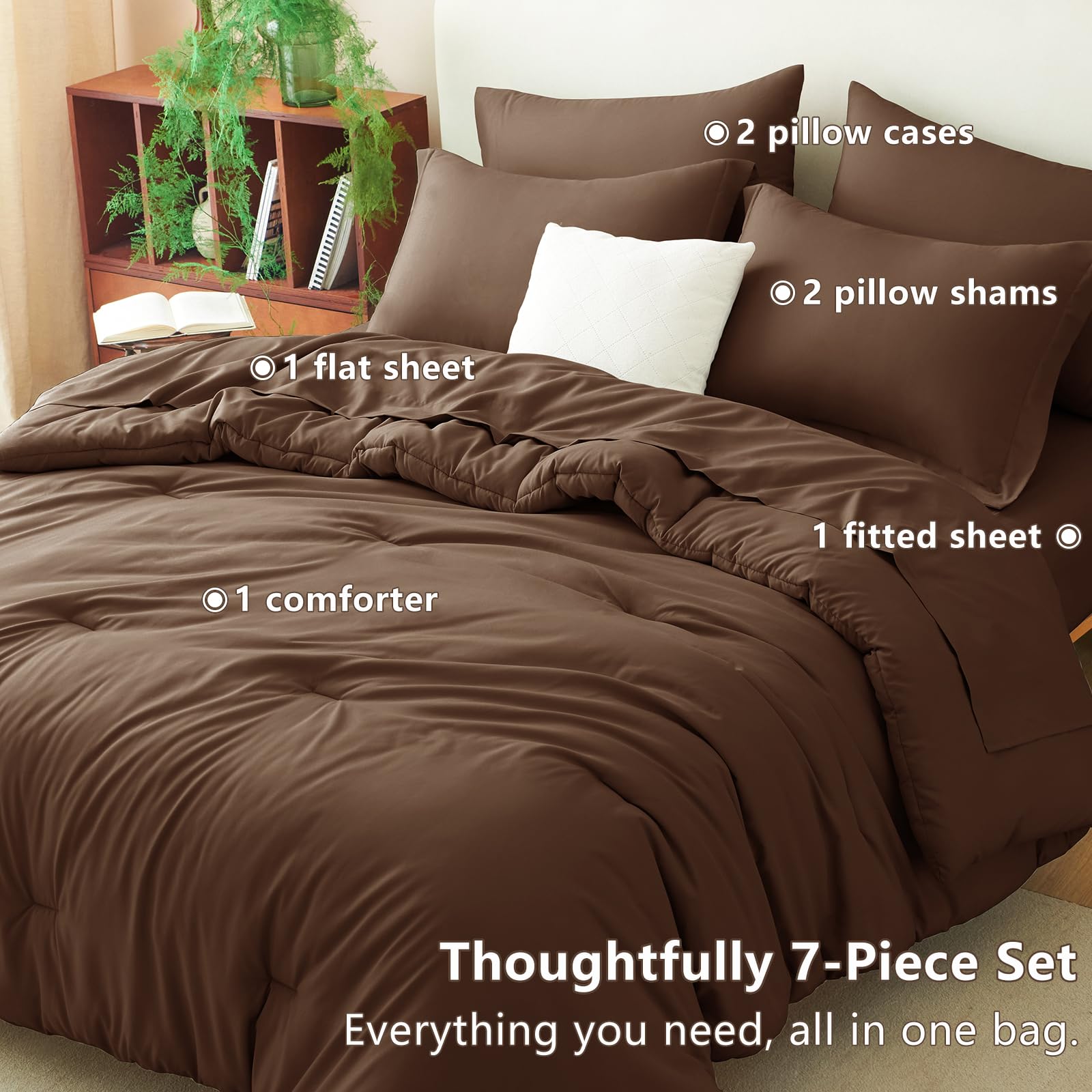 CozyLux pillowcases in brown present a sleek, coordinated look.