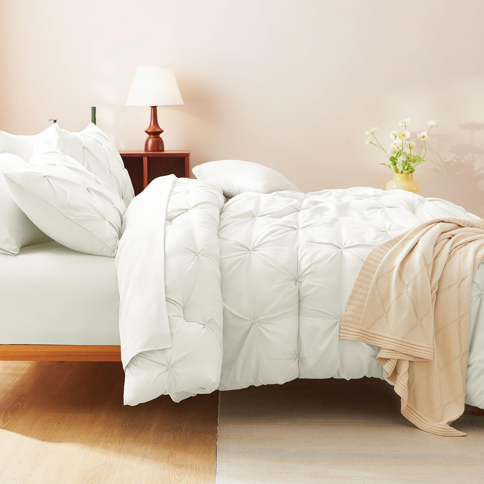 CozyLux pillowcases and shams showcase soft fabric and coordinating ivory color