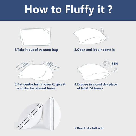 CozyLux Pillows 4-pack machine-wash care illustrates easy cleaning and freshness.