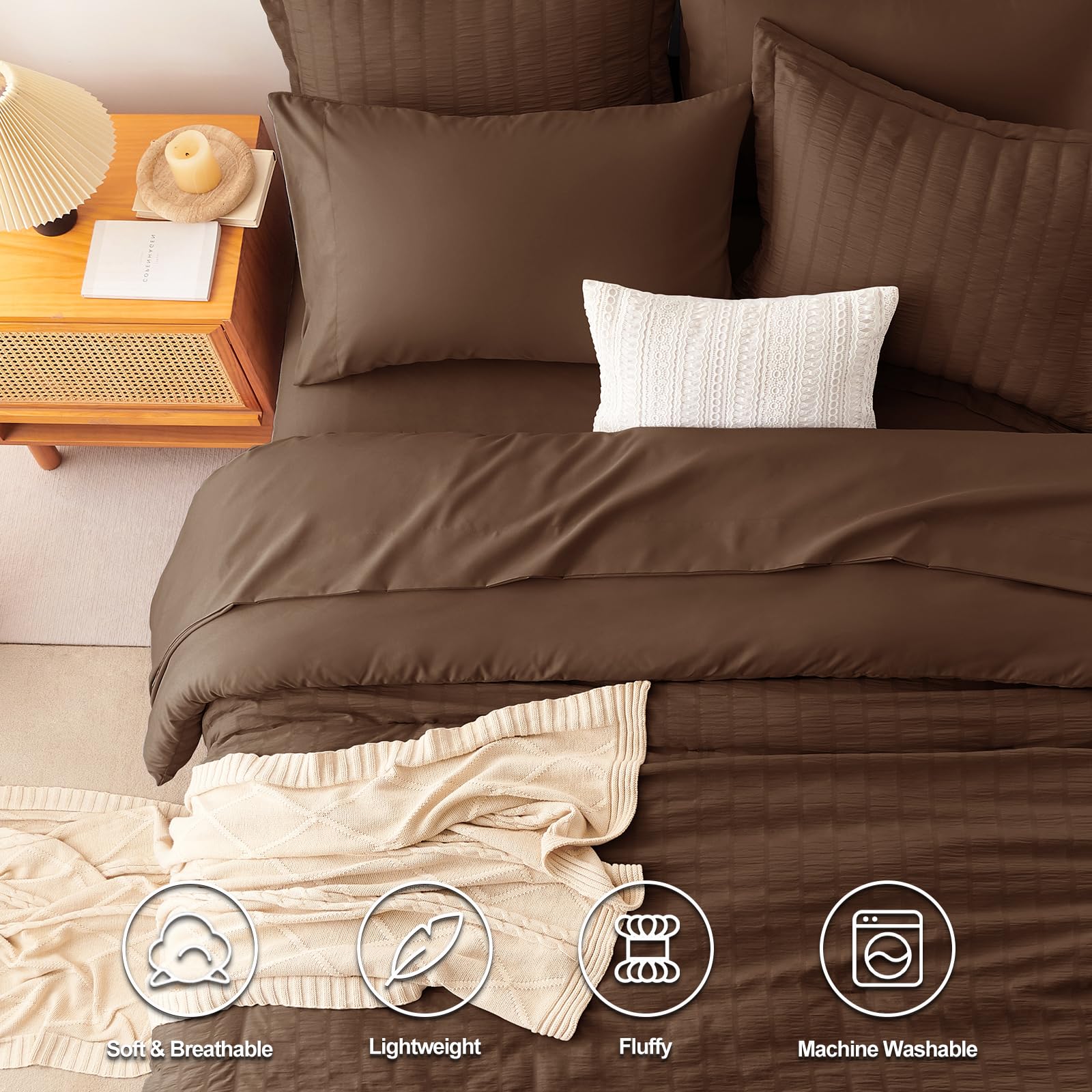 CozyLux bed-in-a-bag layout shows comforter and sheets for all-season bedding