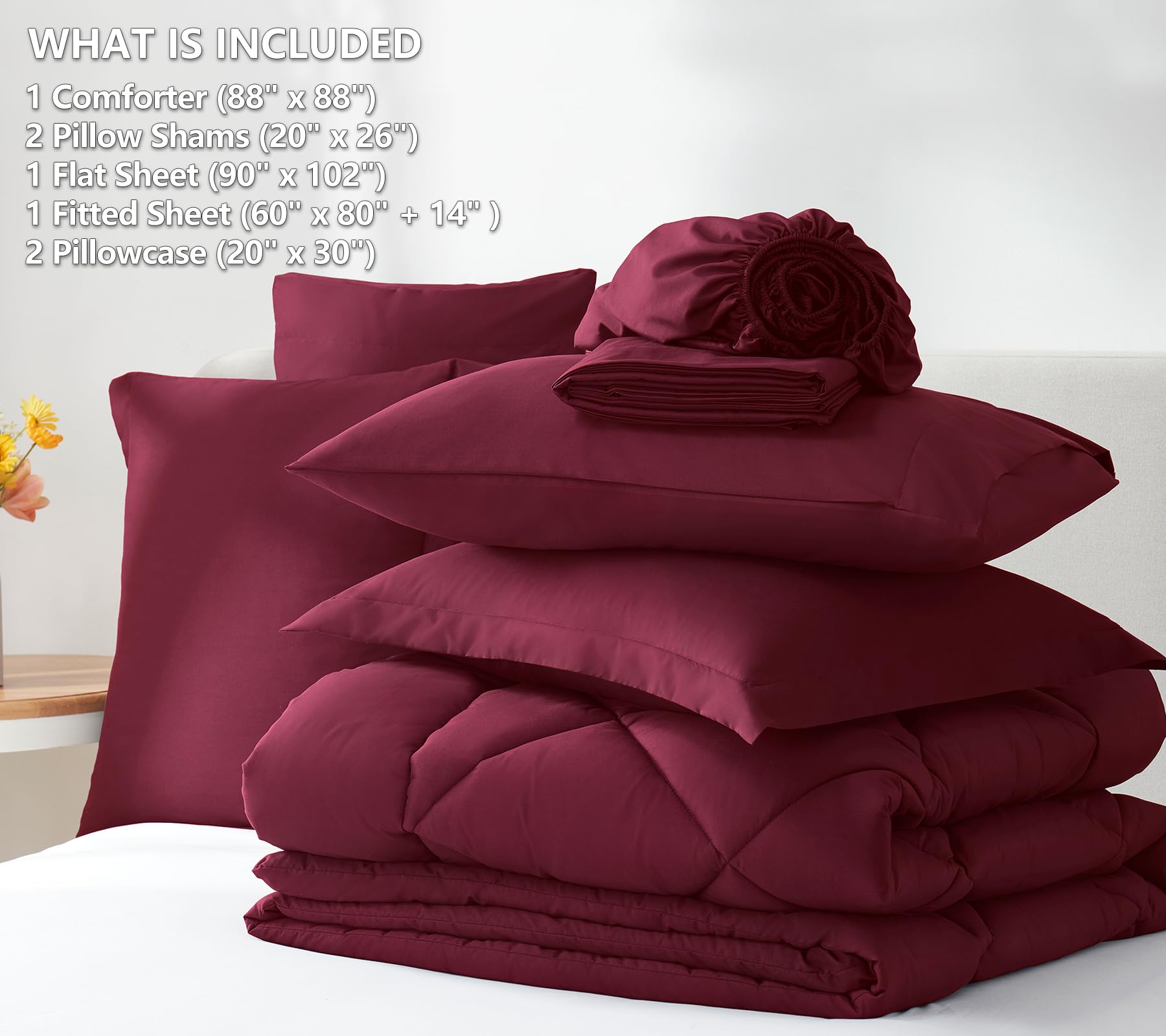 CozyLux 7-piece bed-in-a-bag includes comforter, shams, sheets, and pillowcases.