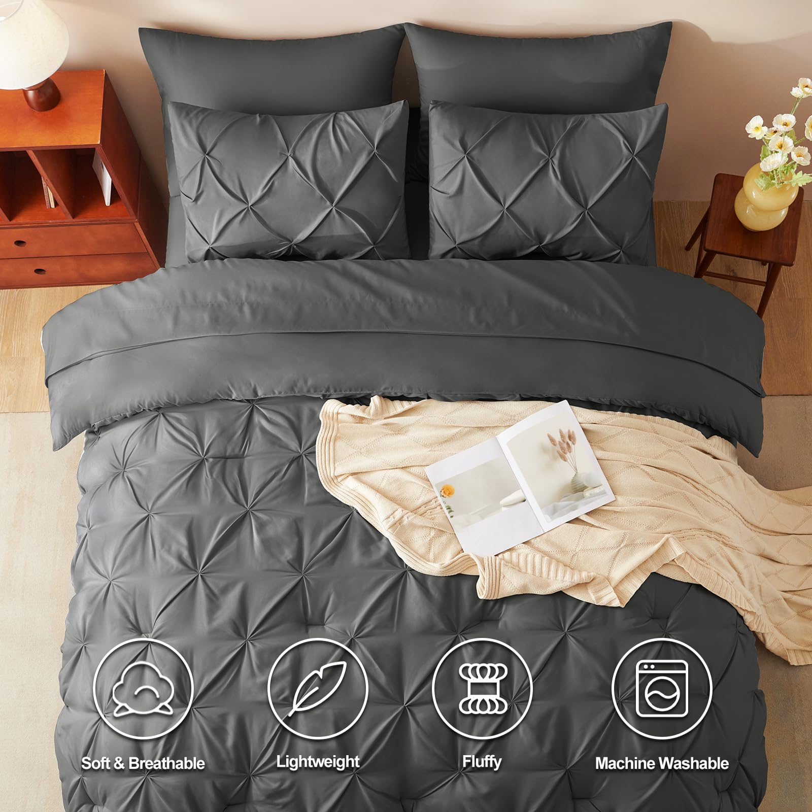 CozyLux queen bed in a bag flat sheet showcases breathable microfiber comfort
