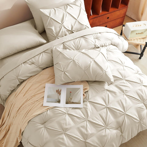 CozyLux queen comforter features durable box stitching for lasting loft.