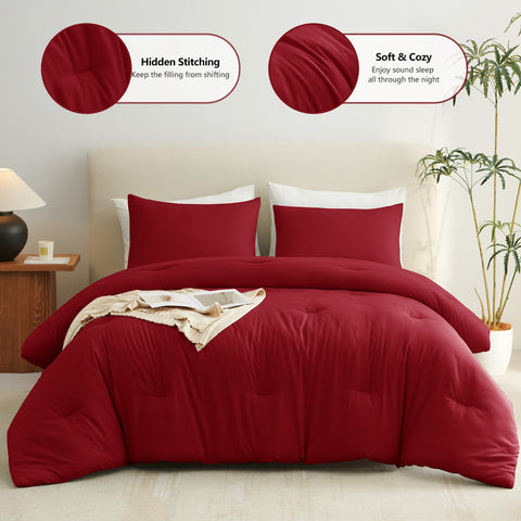 cozylux queen comforter dark red folded for inviting warmth
