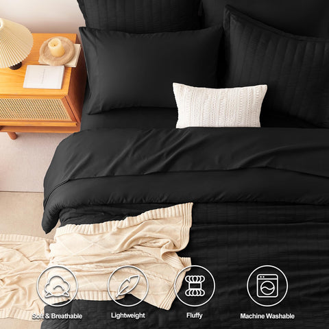 CozyLux queen comforter front wrinkle-look enhances casual elegance.
