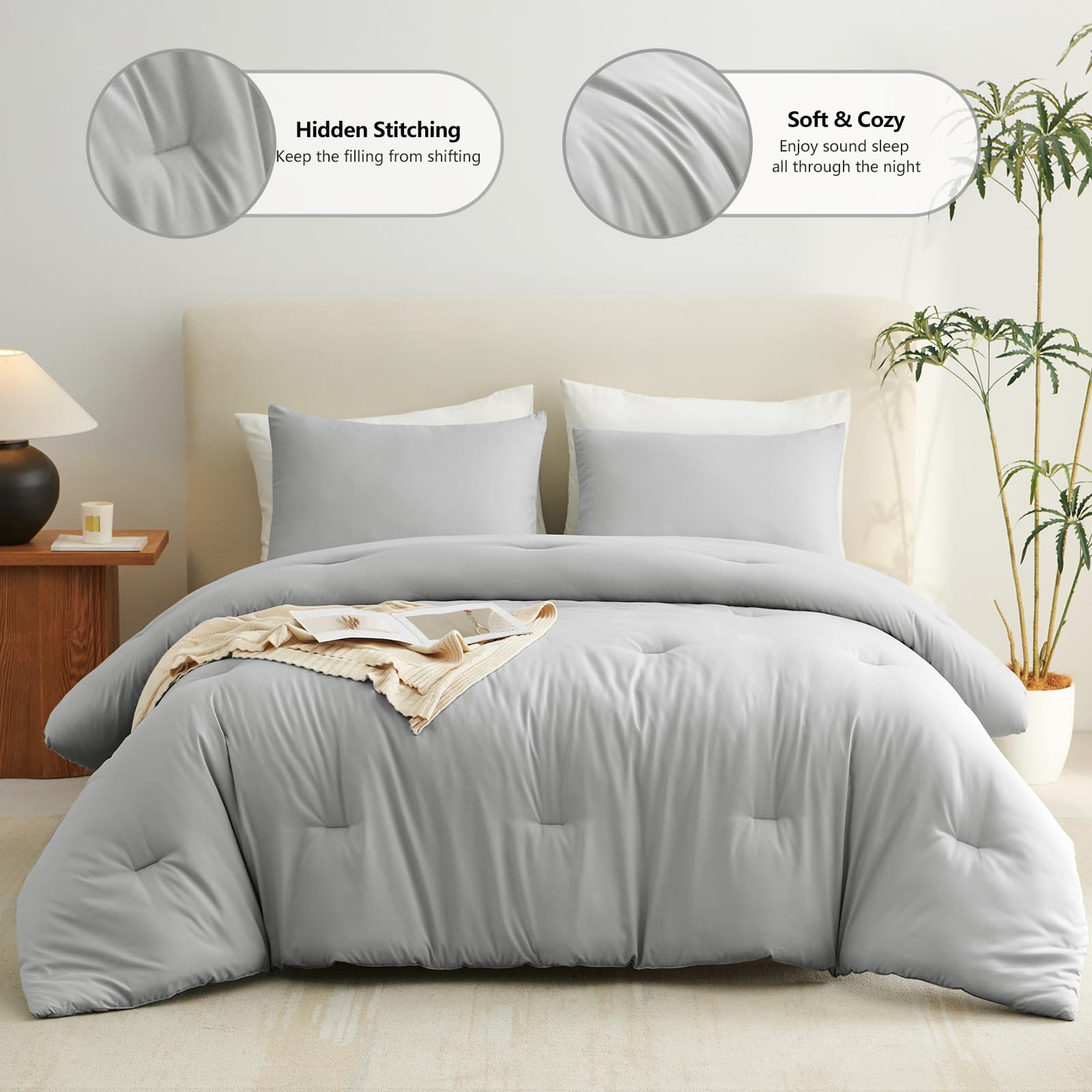CozyLux Queen Comforter hidden stitching detail preserves fill and enhances durability.