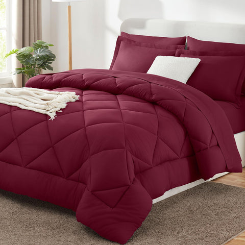 CozyLux queen Burgundy comforter packaging shows premium presentation and gift-ready appeal.