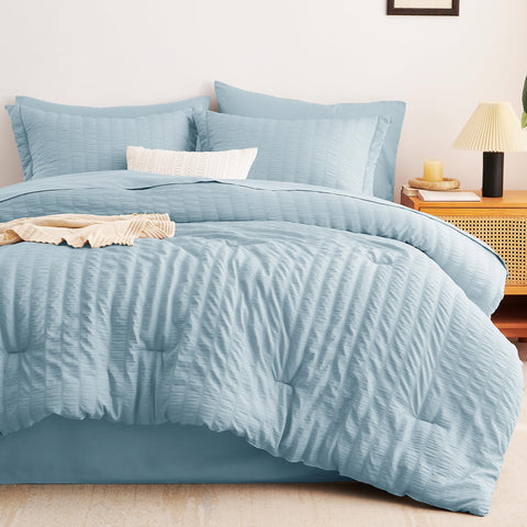 CozyLux light blue color adds calm, elegant bedroom decor