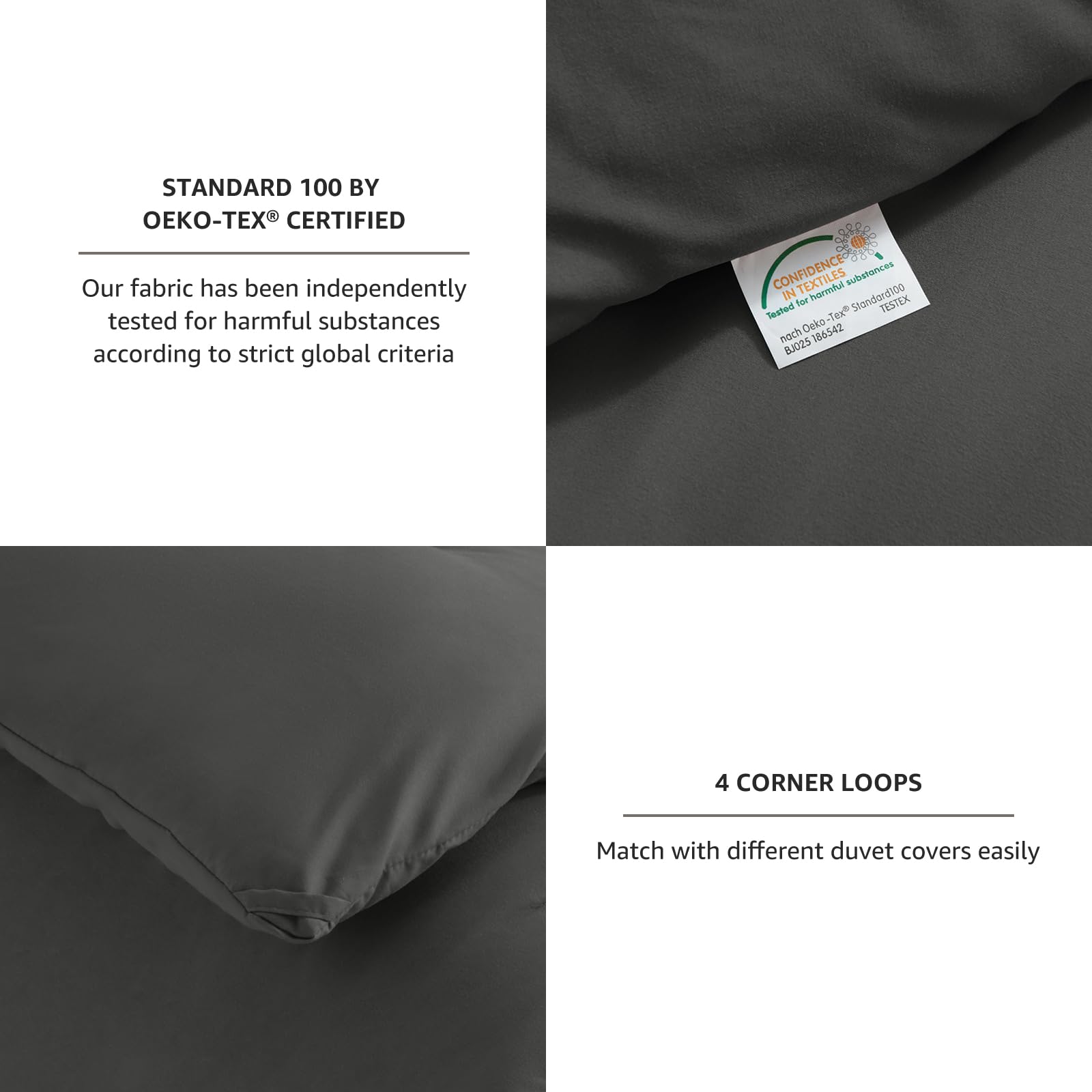 CozyLux queen pillowcases with dark grey set, perfect for daily use
