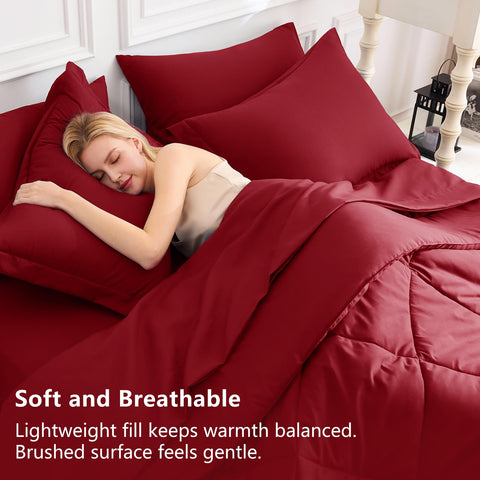 CozyLux fabric close-up in dark red highlights soft microfiber and breathable comfort
