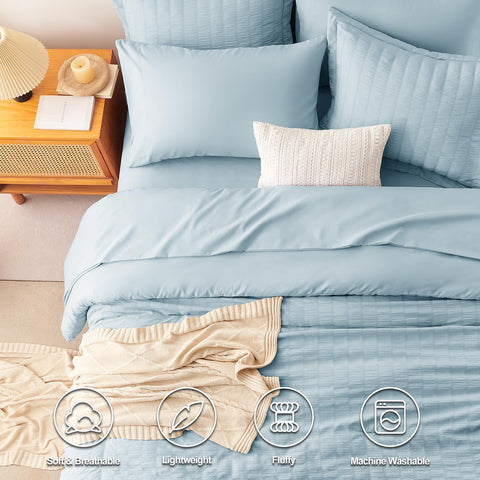 CozyLux Queen Comforter Set deep-pocket fitted sheet demonstrates secure fit during restless nights