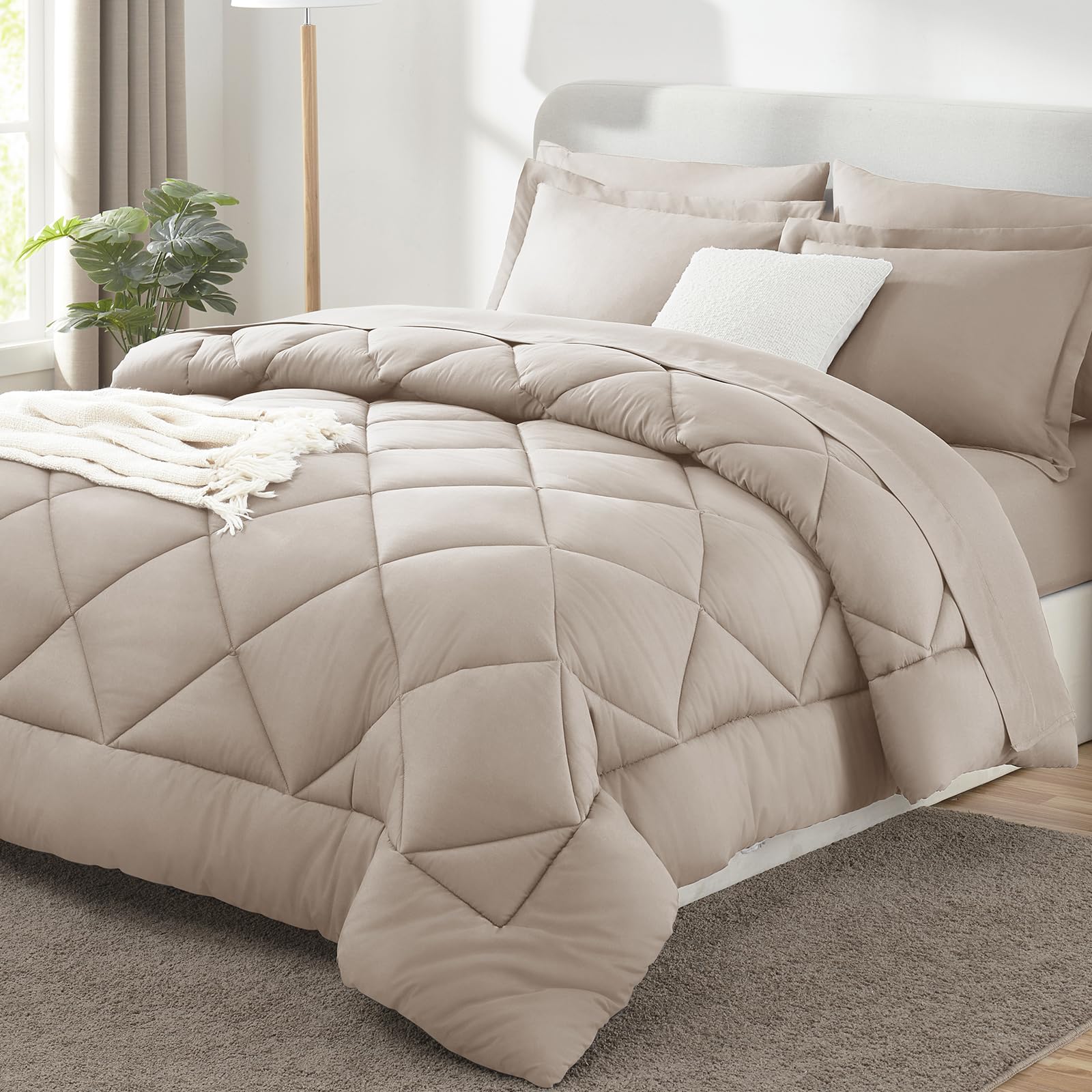 CozyLux queen comforter set flat sheet close-up showing smooth microfiber for year-round comfort