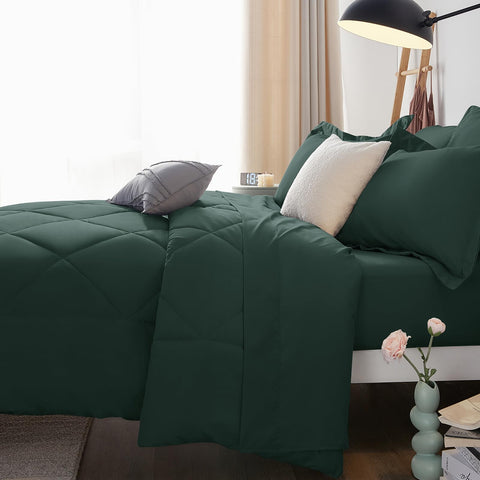 CozyLux forest green bedding texture emphasizes comfort and versatility
