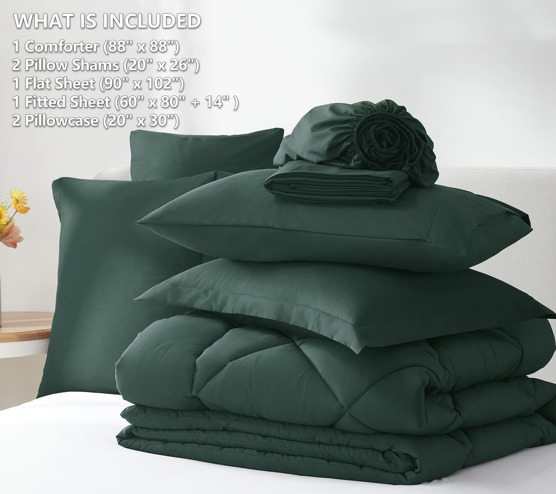CozyLux forest green pillow shams add coordinated bedding detail