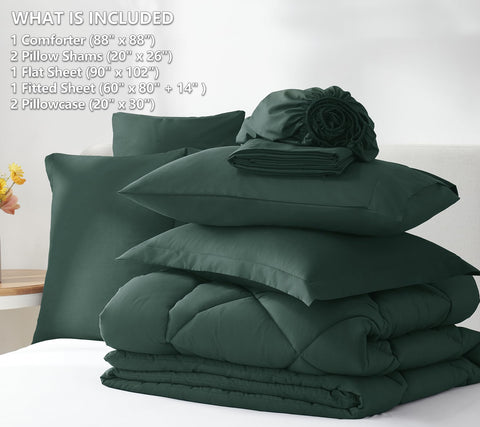 CozyLux forest green pillow shams add coordinated bedding detail