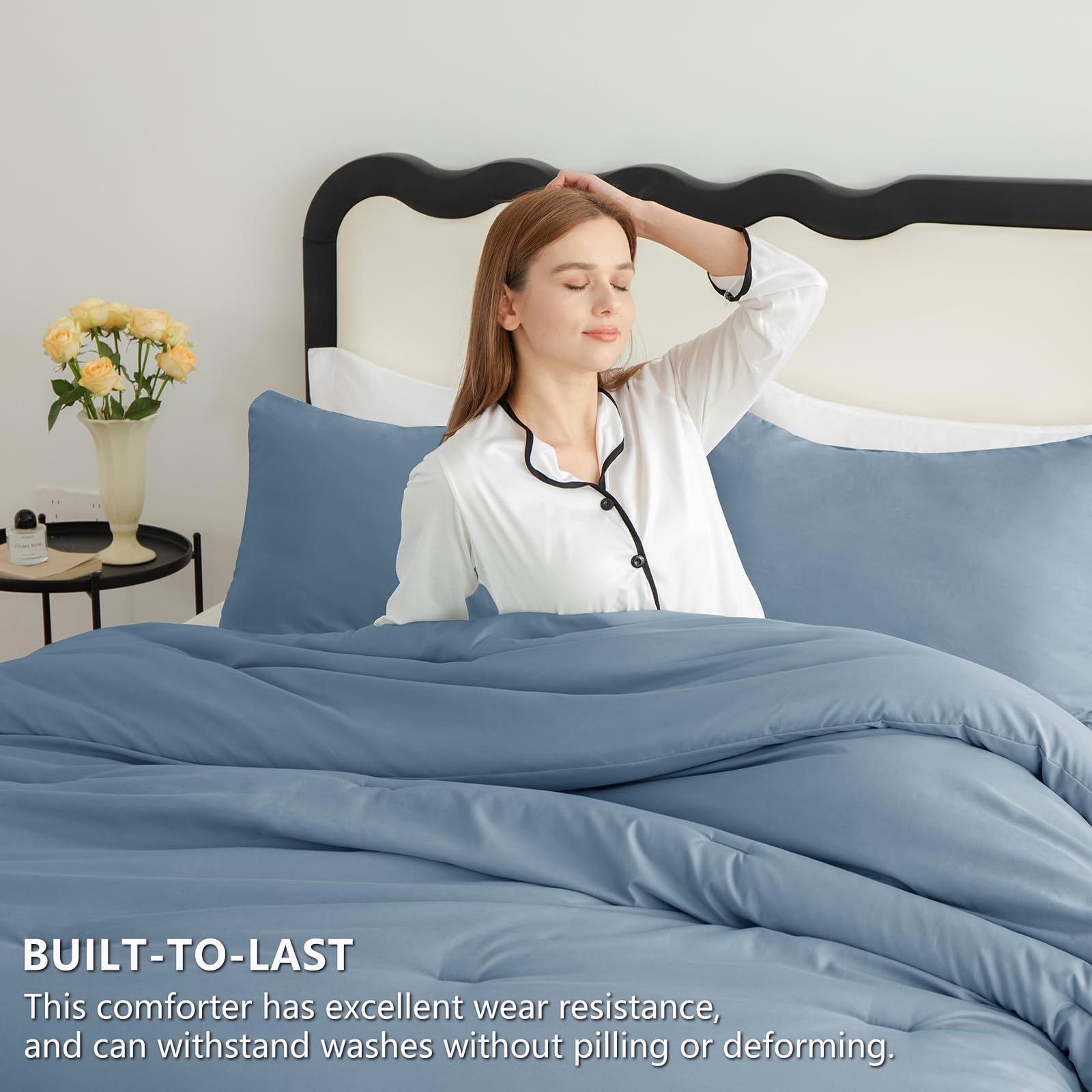 Hidden stitching on the CozyLux comforter keeps shape and prevents fill shifting.