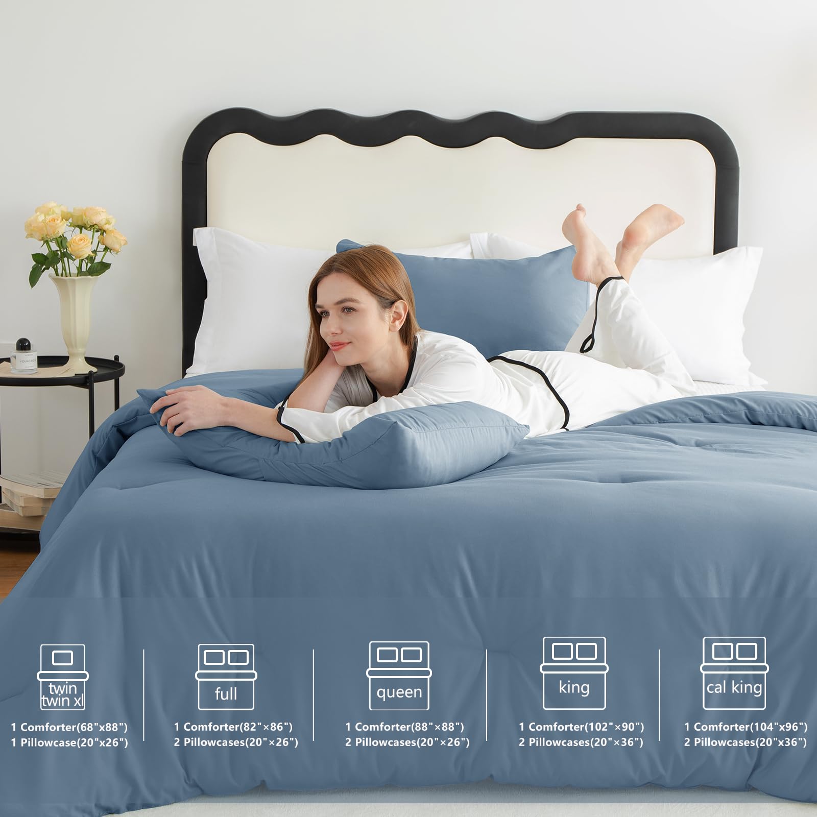 CozyLux pillowcases included to match the dusty blue set.