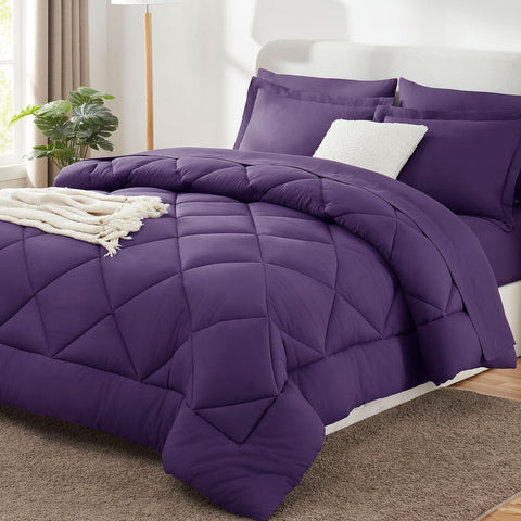 CozyLux queen purple comforter provides breathable warmth for year round comfort