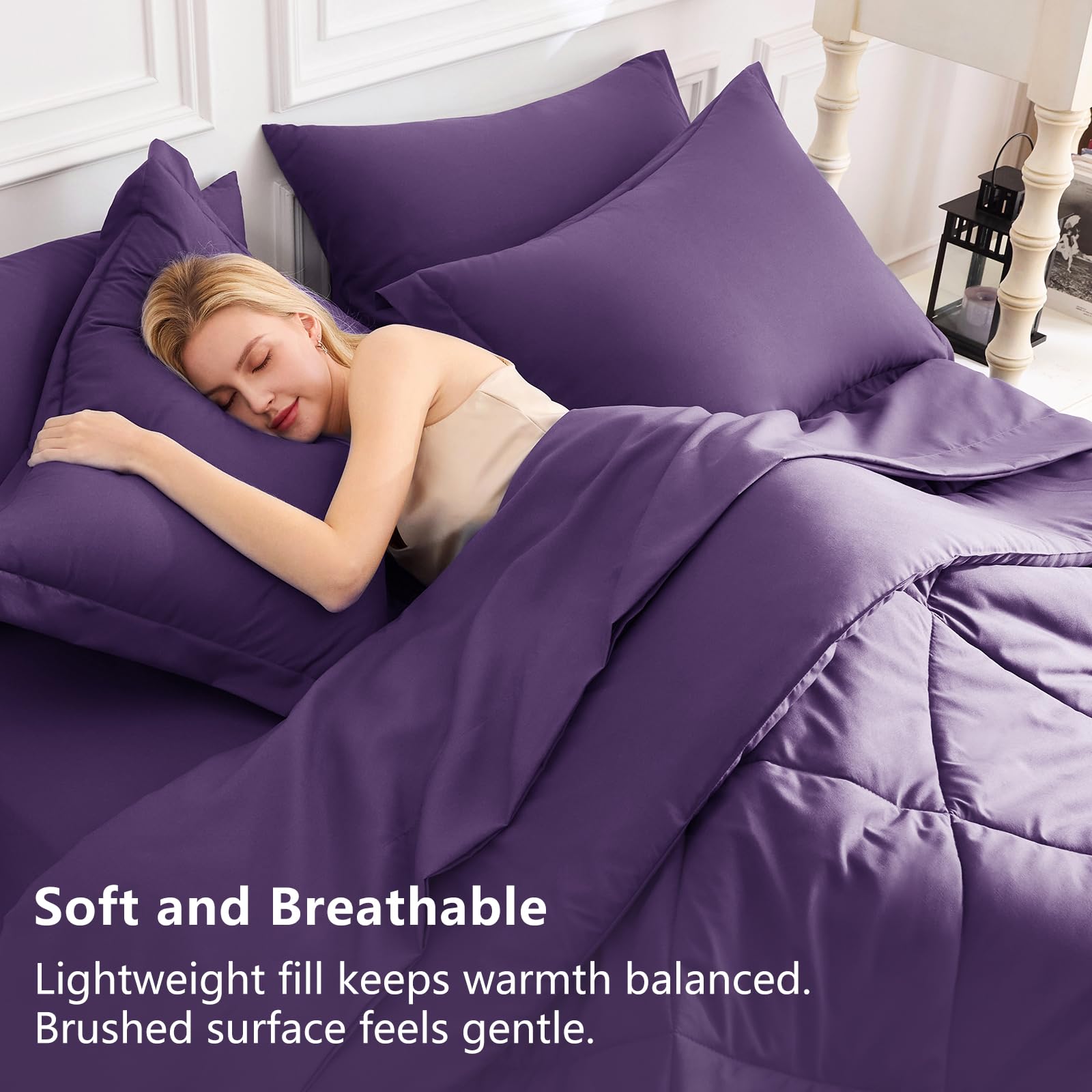 CozyLux purple flat sheet offers smooth layering and easy care
