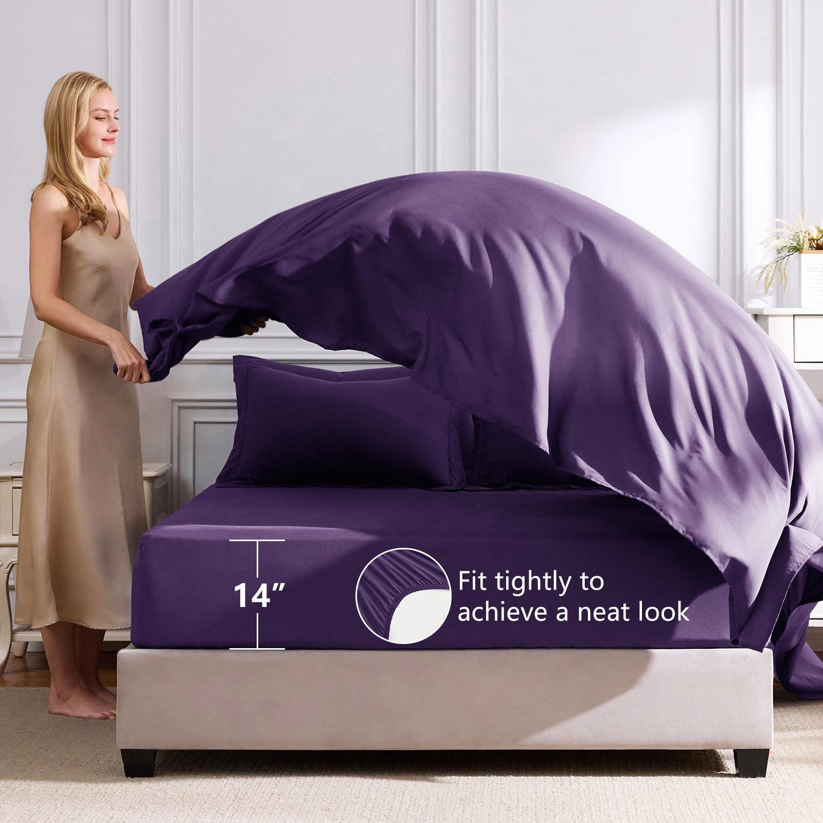 CozyLux purple shams finish the set with durable coordinated styling