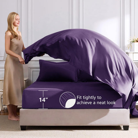 CozyLux purple shams finish the set with durable coordinated styling