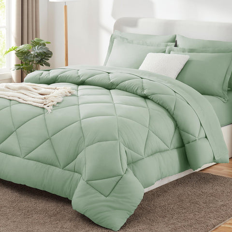 CozyLux queen comforter set sage green packaging, ready for gifting or storage