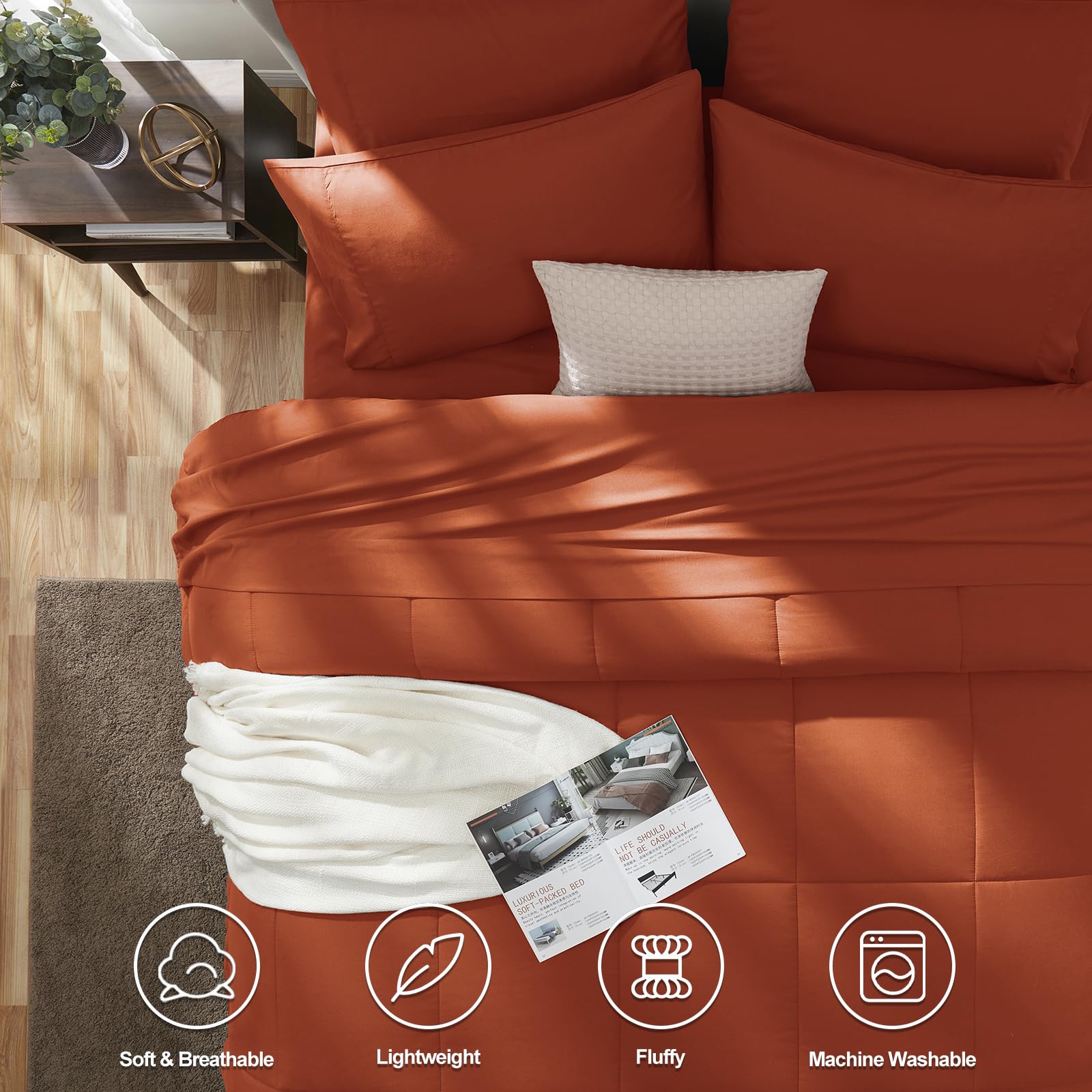 CozyLux terracotta quilt stitch close-up highlights durable quilting