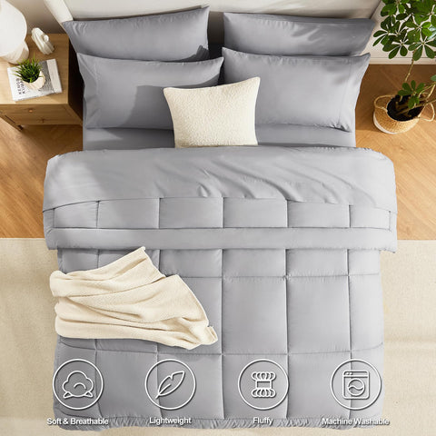 CozyLux queen comforter stitch-detail showing durable box stitching.