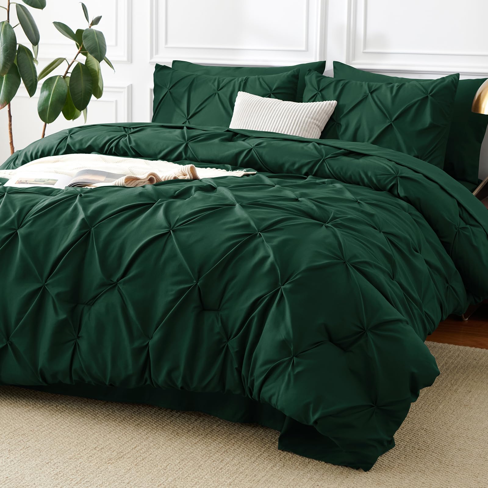 CozyLux queen emerald green bed-in-a-bag shows a chic bedroom refresh.