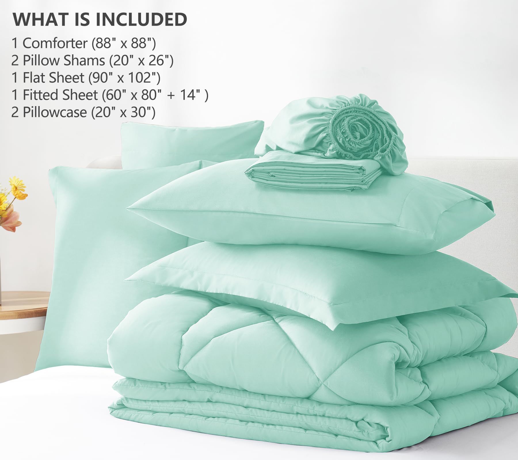 Flat sheet 90x102 inches included in the CozyLux bed-in-a-bag.
