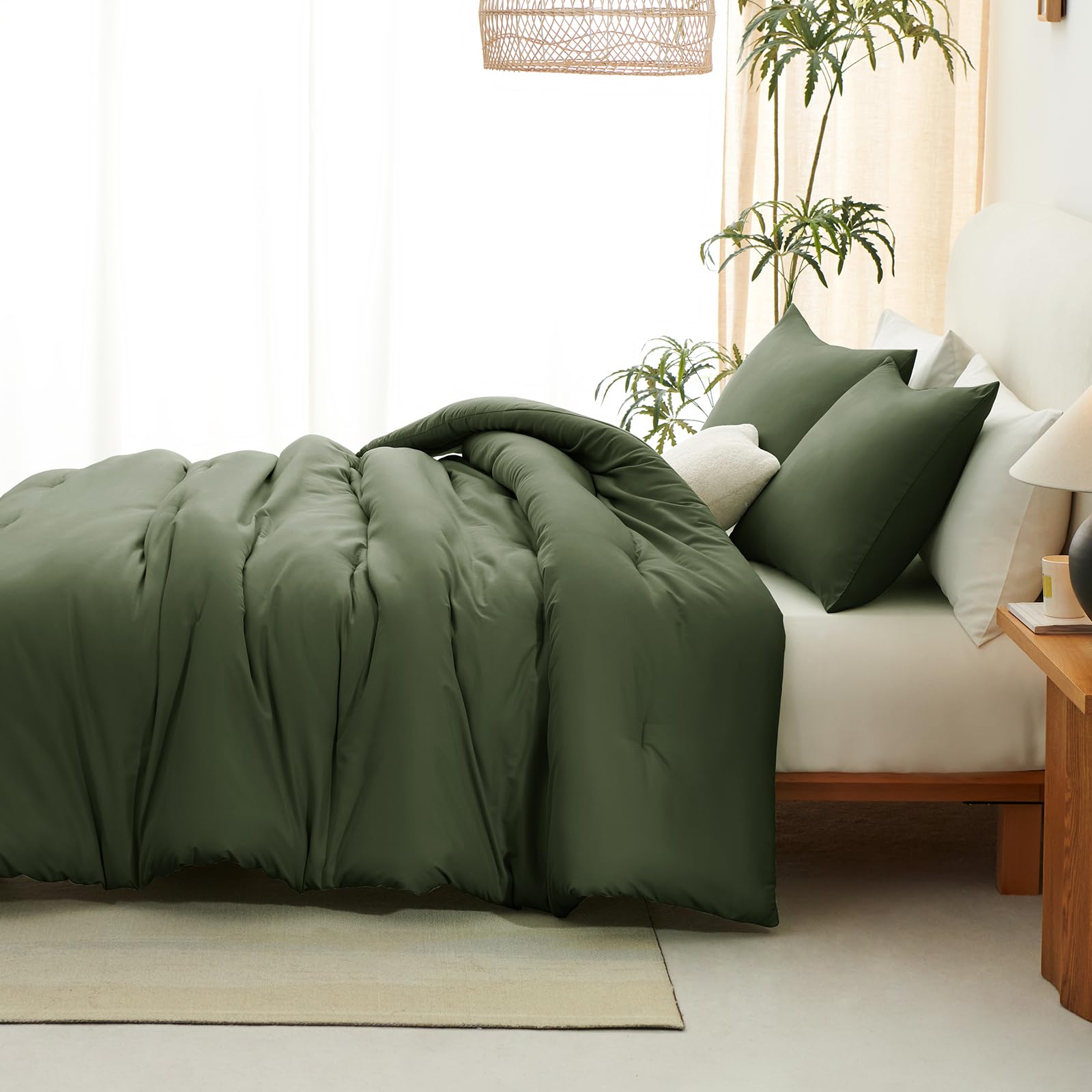 CozyLux Queen Olive Green care tips for gentle washing and low heat