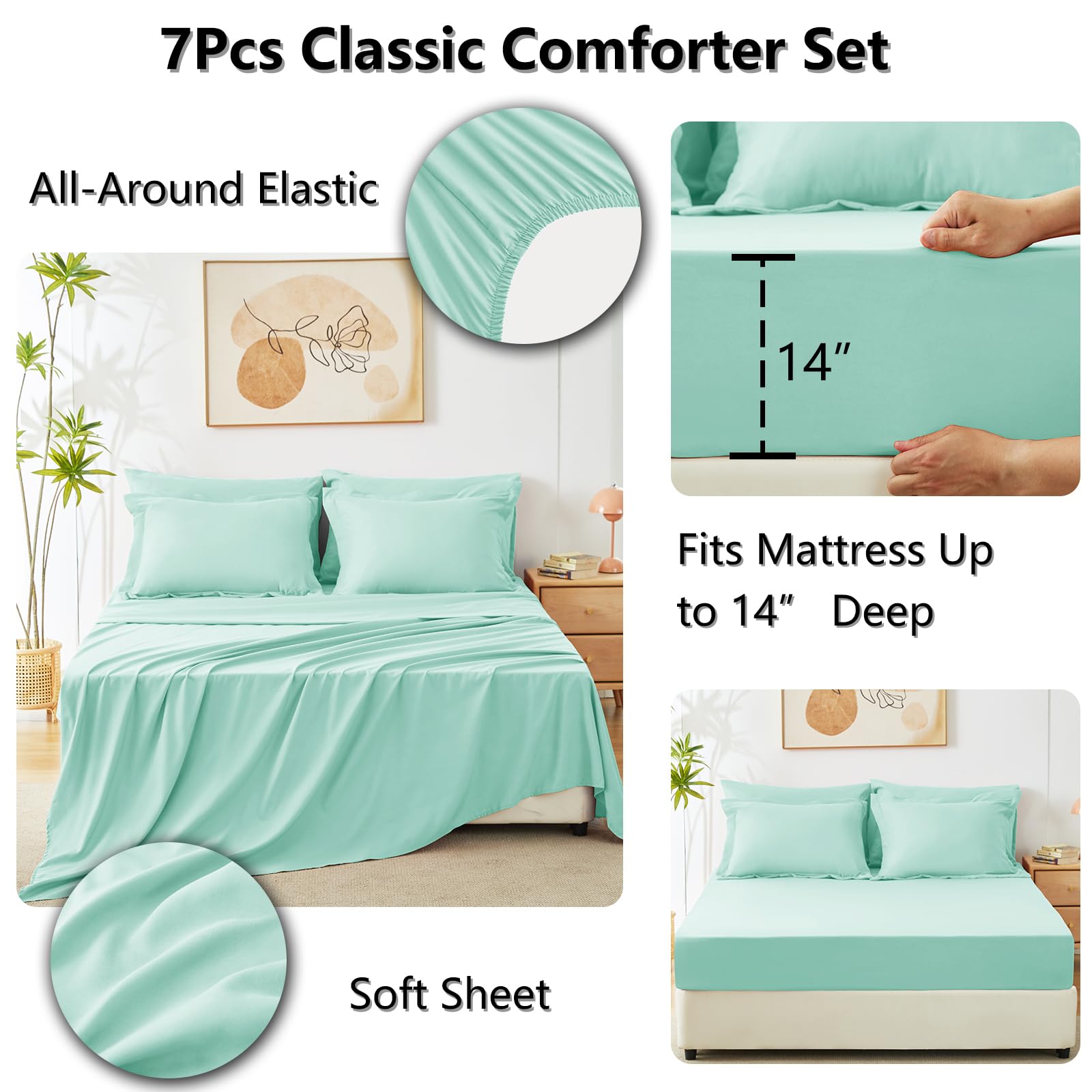 Pillow shams included with CozyLux queen bedding set, 20x26 inches each.