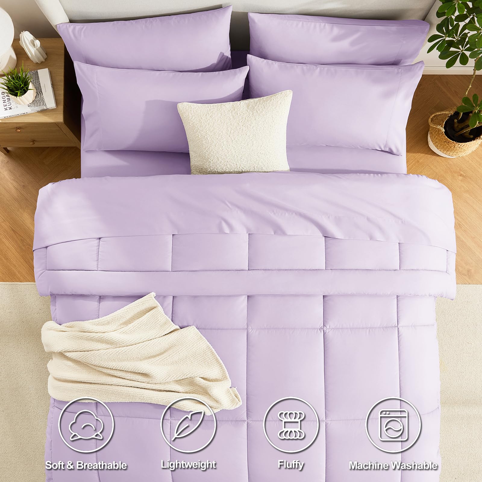 CozyLux quilted comforter with box stitching highlights durable warmth