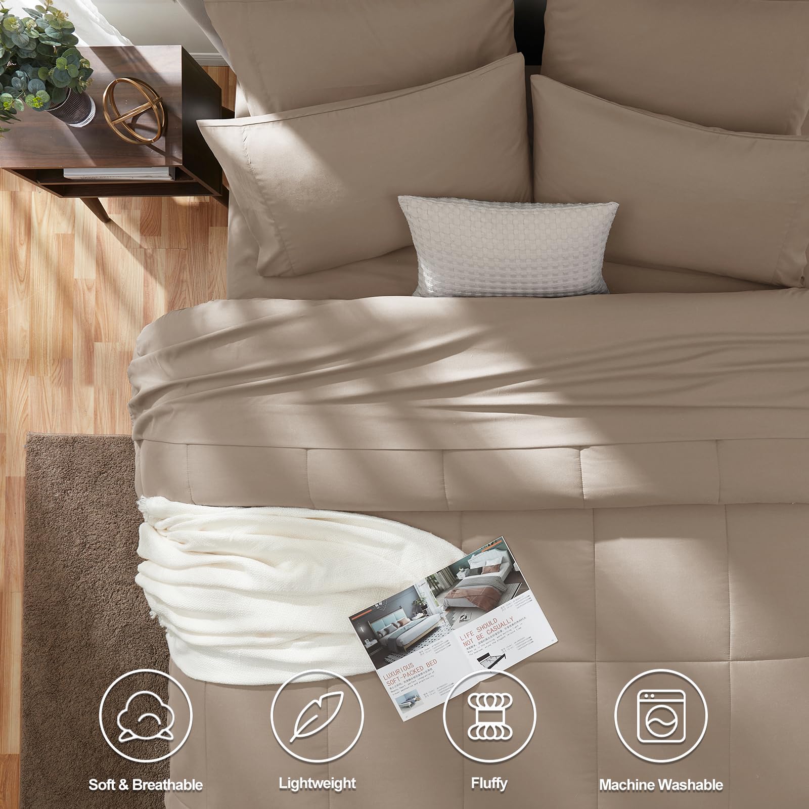 CozyLux quilted comforter stitch detail highlighting durable box stitching